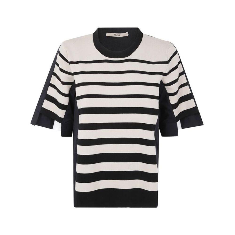 NUUR Striped Knit Top with Contrasting Panels Women BLACK Sweaters & Knitwear